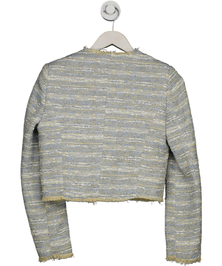 MANGO Blue / Cream Italian Fabric Salt Tweed Jacket UK XS - Reliked