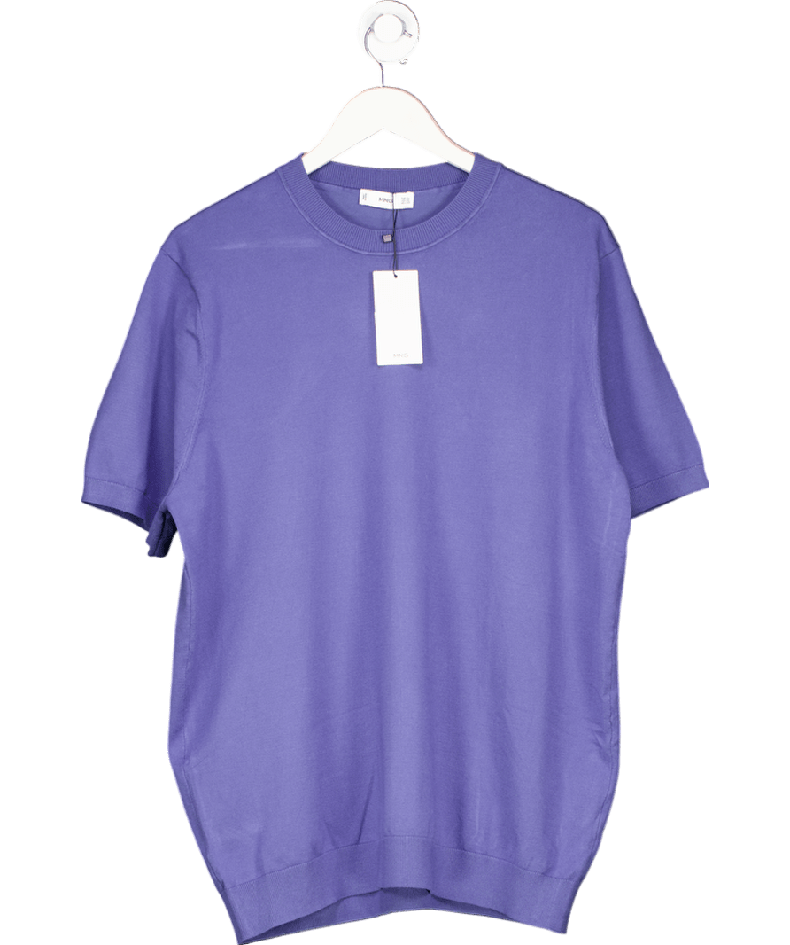 MANGO Blue Fine - knit T-shirt UK XXL - Reliked