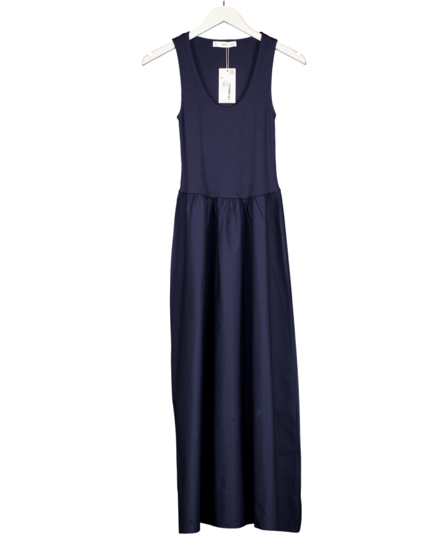 MANGO Blue Flared Dress In Combined Fabric UK XS - Reliked