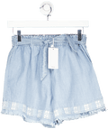 MANGO Blue Fringed Embroidery Shorts 13 Years - Reliked