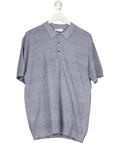 MANGO Blue - Grey Short - sleeve Knitted Polo Shirt UK XXL - Reliked