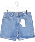 MANGO Blue High - waisted Straight - fit Denim Shorts UK 10 - Reliked