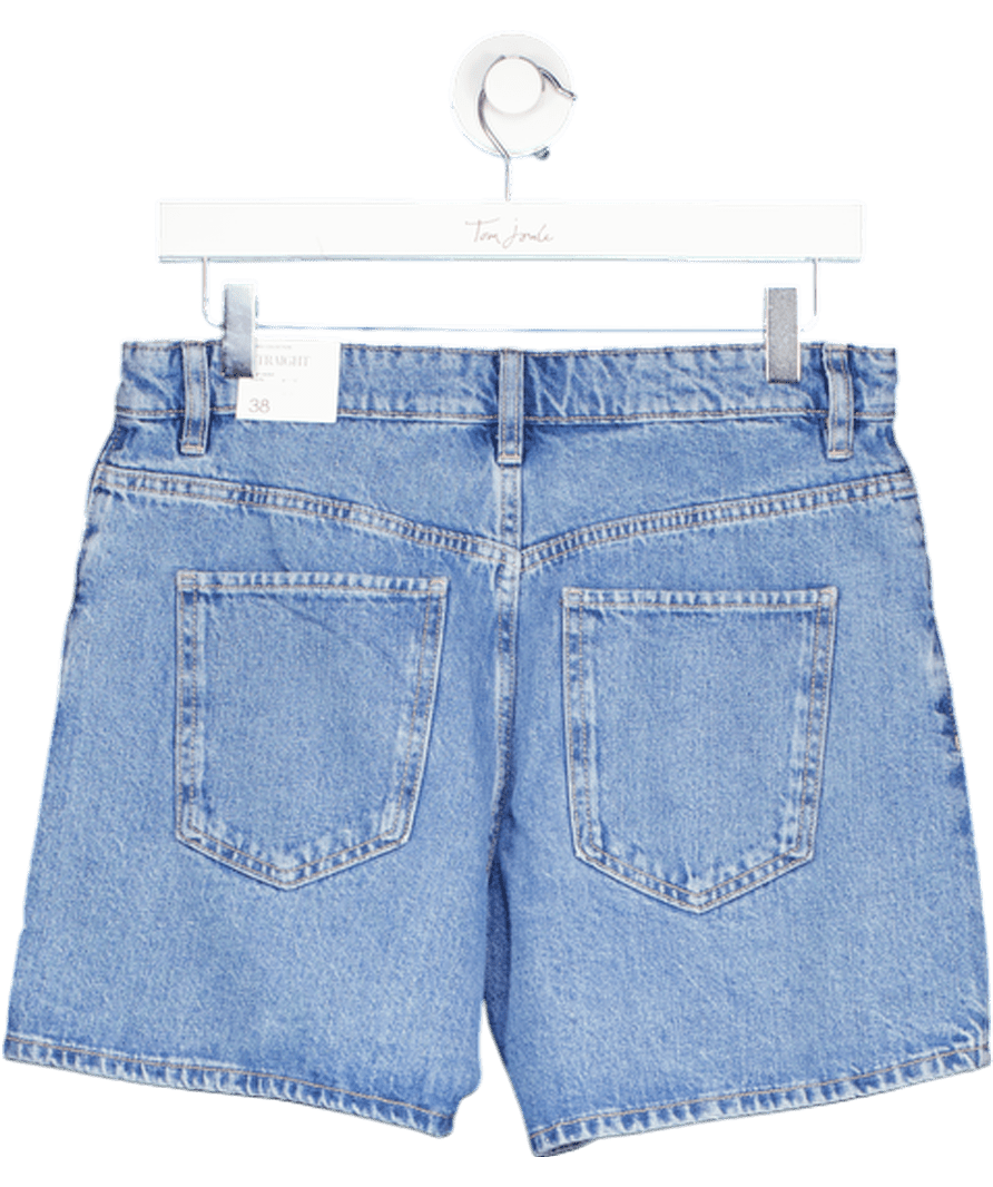 MANGO Blue High - waisted Straight - fit Denim Shorts UK 10 - Reliked
