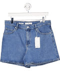 MANGO Blue High - waisted Straight - fit Denim Shorts UK 12 - Reliked