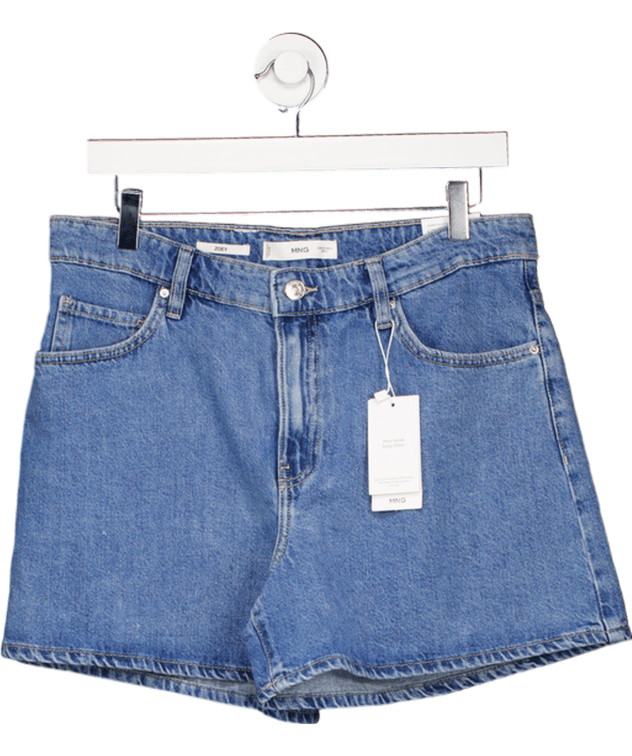 MANGO Blue High - waisted Straight - fit Denim Shorts UK 12 - Reliked