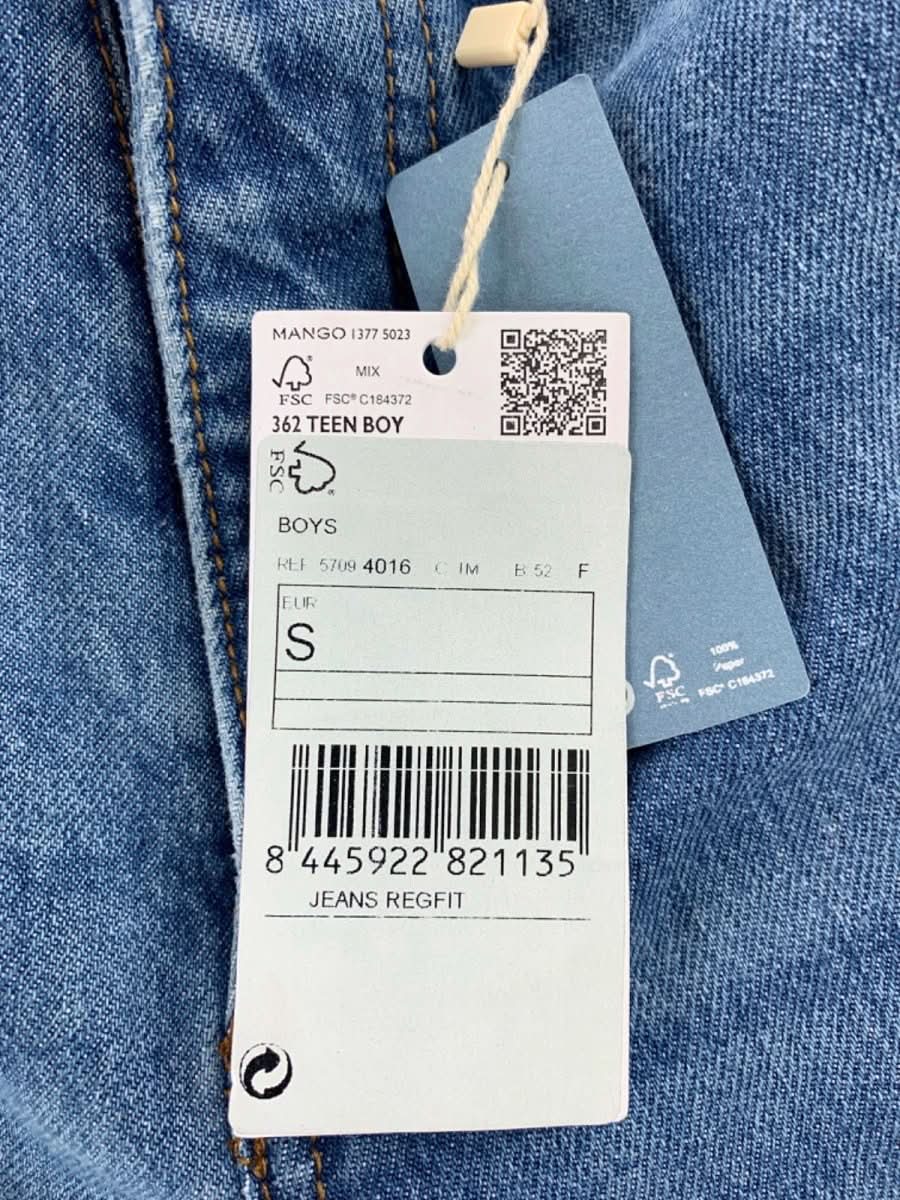 MANGO Blue Mid Waist Regular TEEN BOY Jeans UK S - Reliked