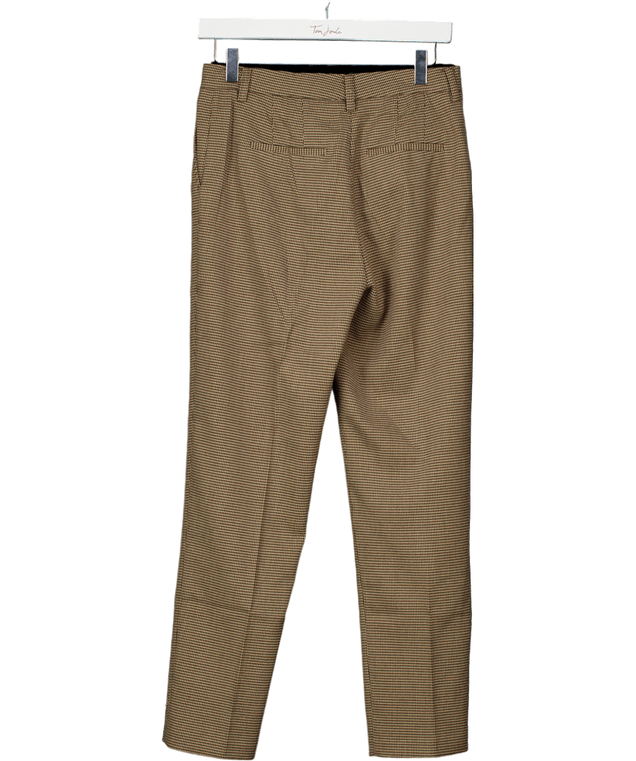 MANGO Brown Houndstooth Mid Rise Skinny Trousers UK 8 - Reliked
