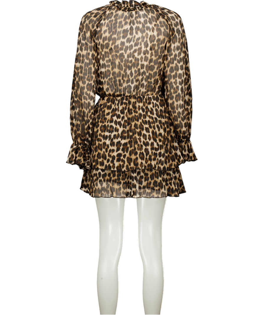 MANGO Brown Leopard - print Flared Dress UK XS - Reliked