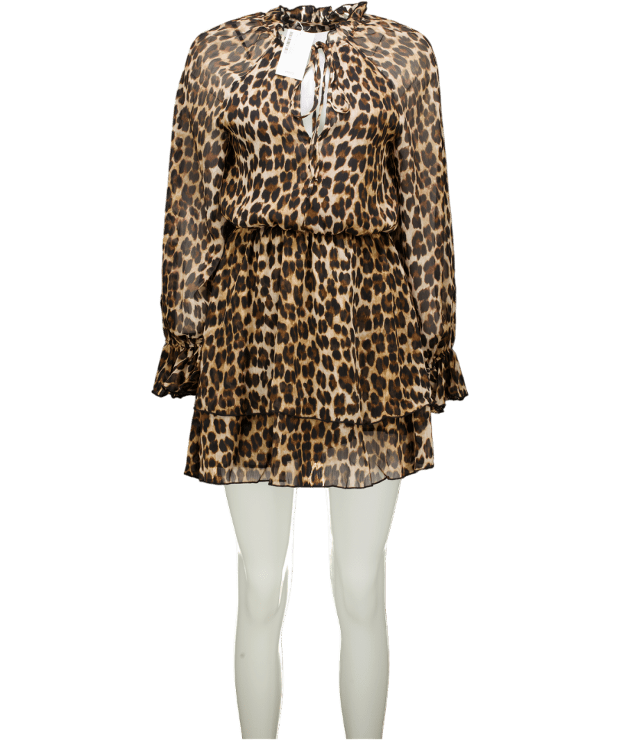 MANGO Brown Leopard - print Flared Dress UK XS - Reliked