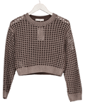 MANGO Brown Open Knit Cropped Jumper UK S - Reliked