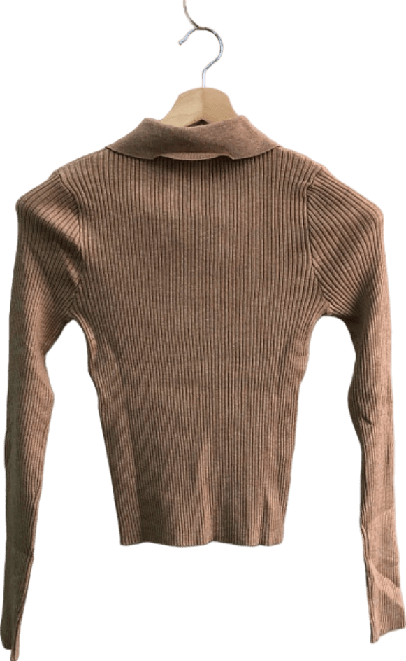 Mango Brown Ribbed Cutout Jumper M - Reliked