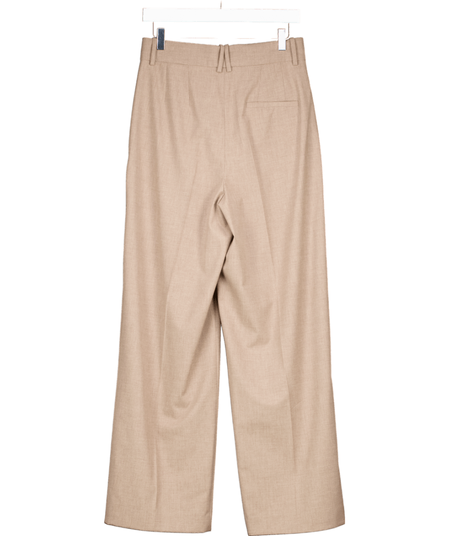 MANGO Brown Wideleg Pleated Trousers UK 8 - Reliked