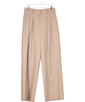 MANGO Brown Wideleg Pleated Trousers UK 8