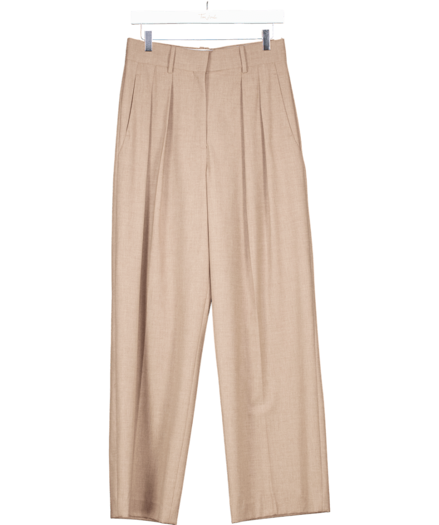 MANGO Brown Wideleg Pleated Trousers UK 8 - Reliked