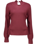 MANGO Burgundy Viscose Blend Ribbed Round - neck Sweater UK S - Reliked