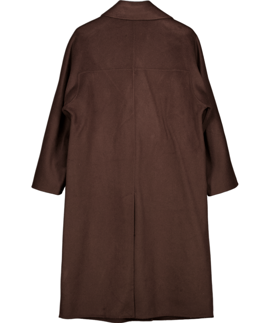 MANGO Chocolate Brown Handmade Oversized Wool Coat UK S - Reliked