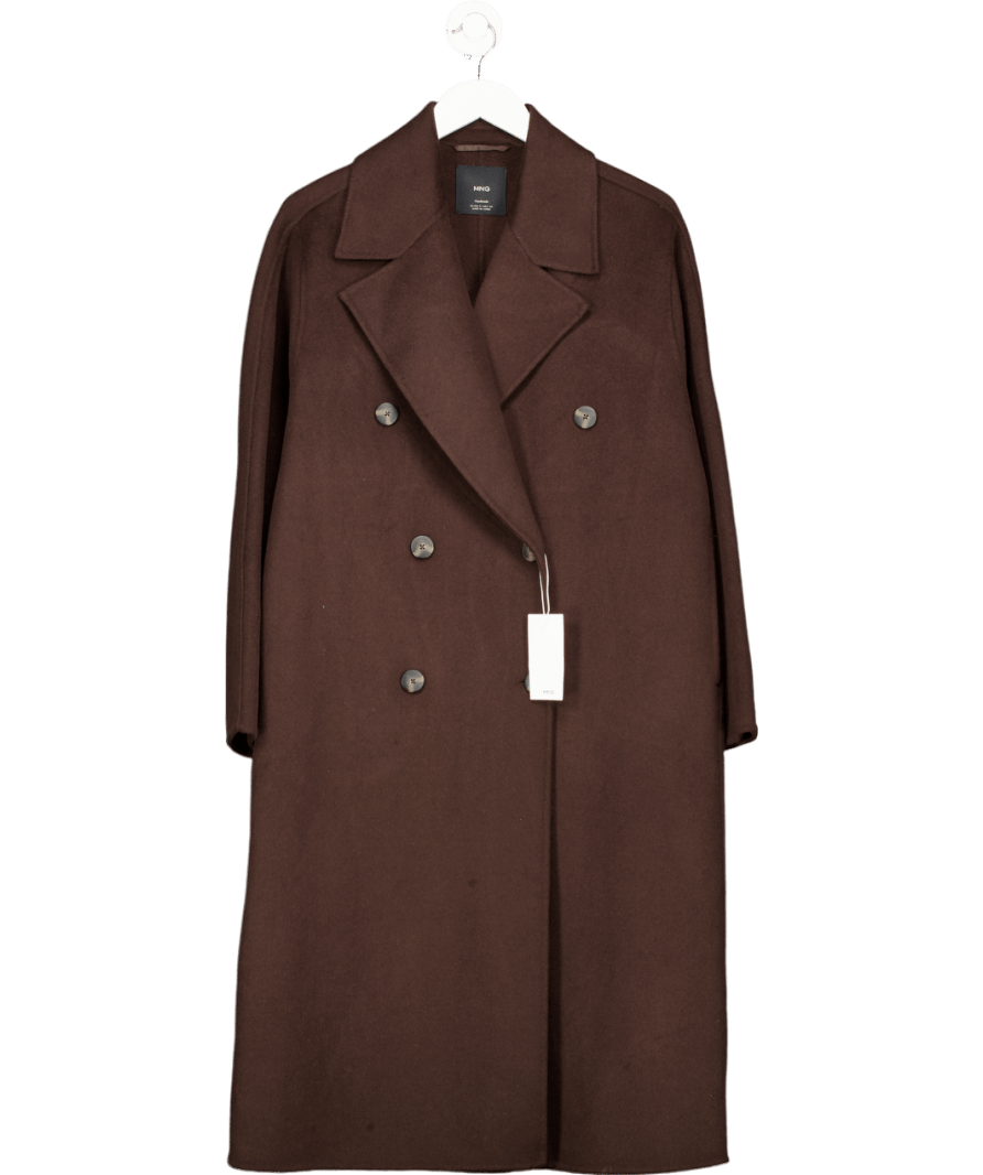 MANGO Chocolate Brown Handmade Oversized Wool Coat UK S - Reliked