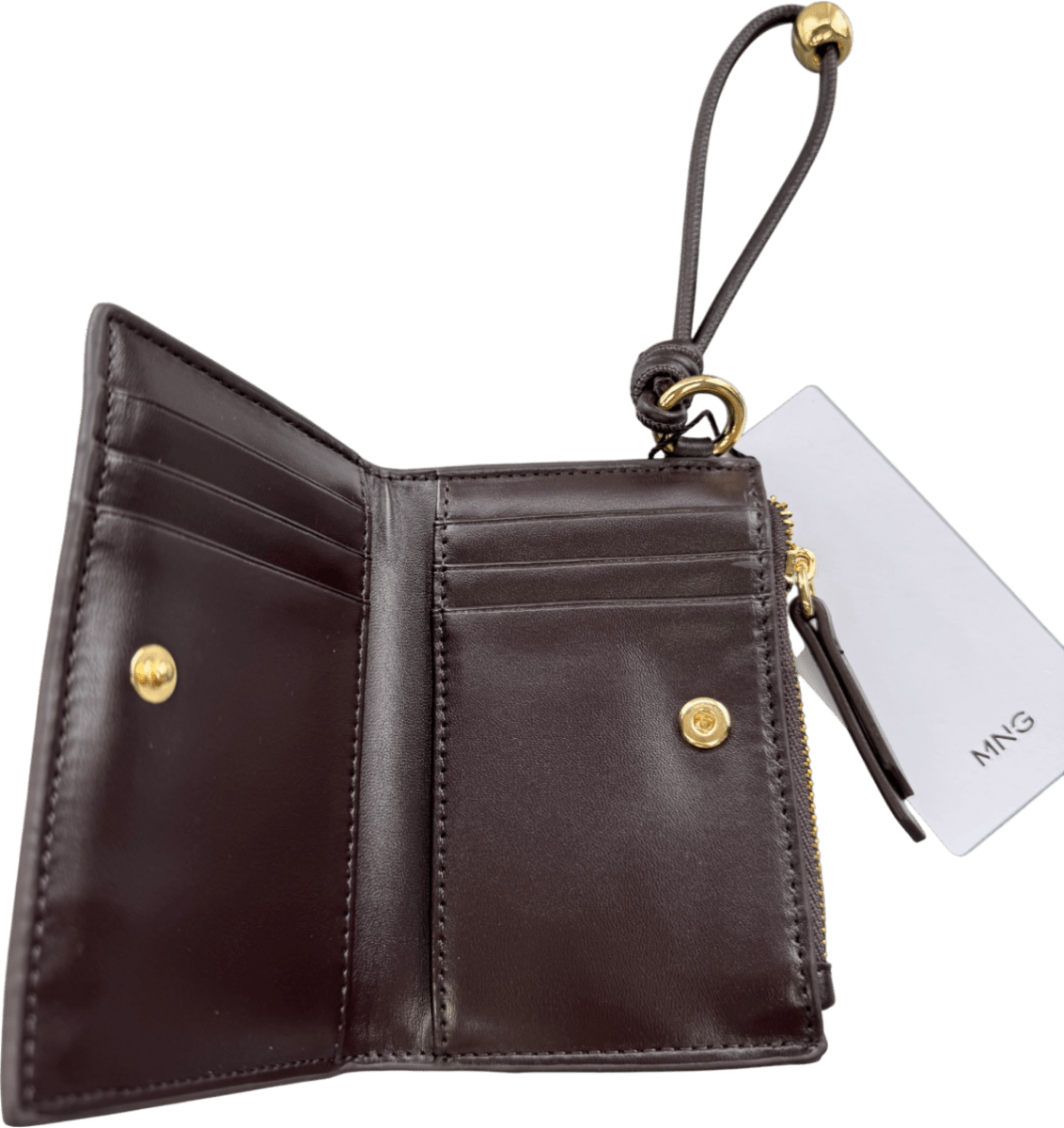 MANGO Chocolate Brown Leather - effect Wallet With Zip - Reliked