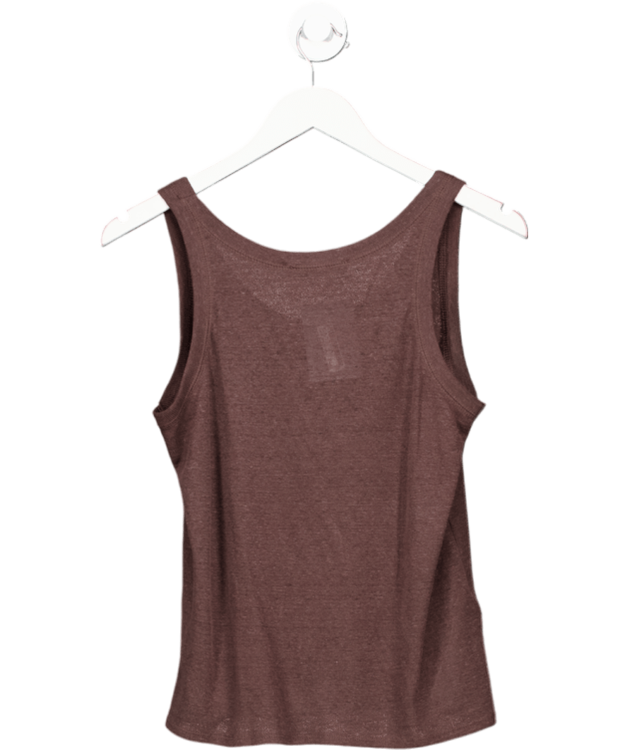 MANGO Chocolate Brown Linen Knit Tank UK S - Reliked