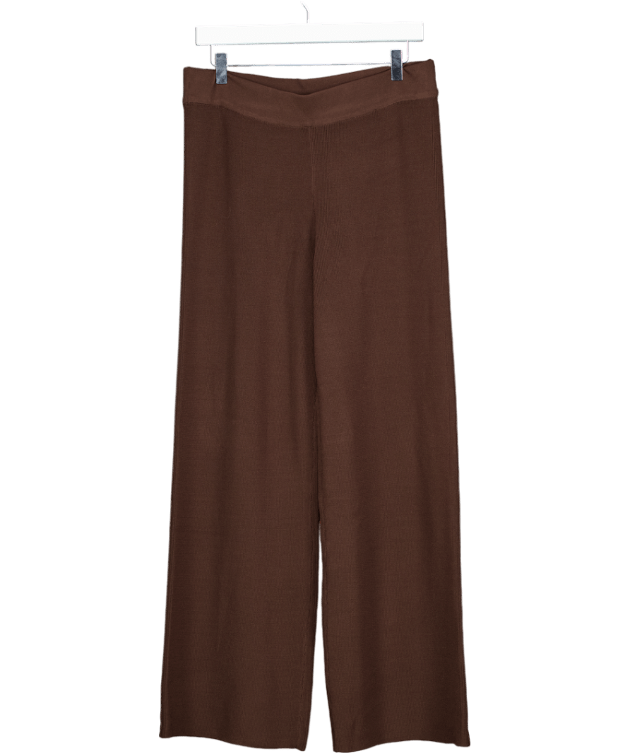 MANGO Chocolate Brown Straight Leg Trousers UK L - Reliked