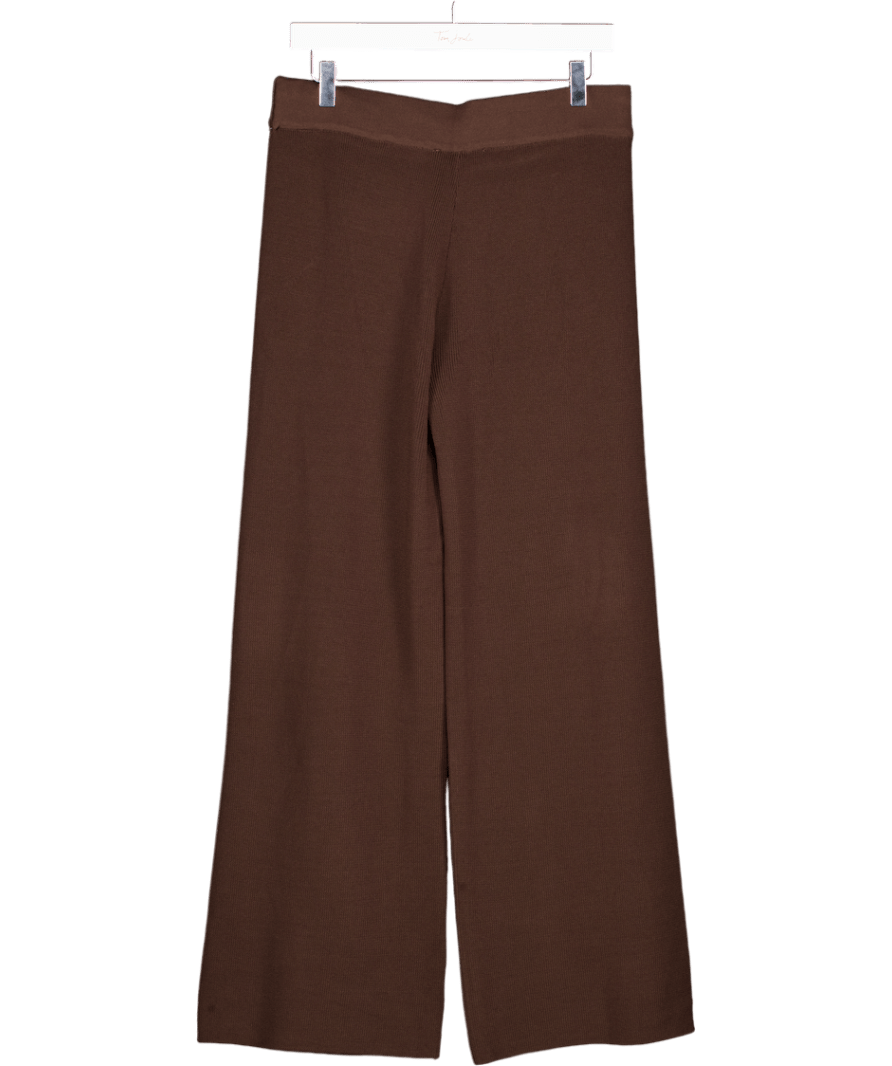 MANGO Chocolate Brown Straight Leg Trousers UK L - Reliked
