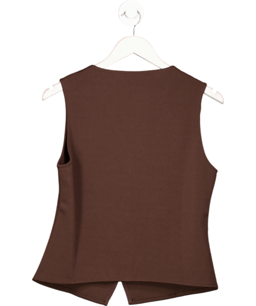 MANGO Chocolate Brown Waistcoat With Jewel Buttons UK M - Reliked
