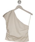 MANGO Cream Asymmetrical Linen Top UK S - Reliked