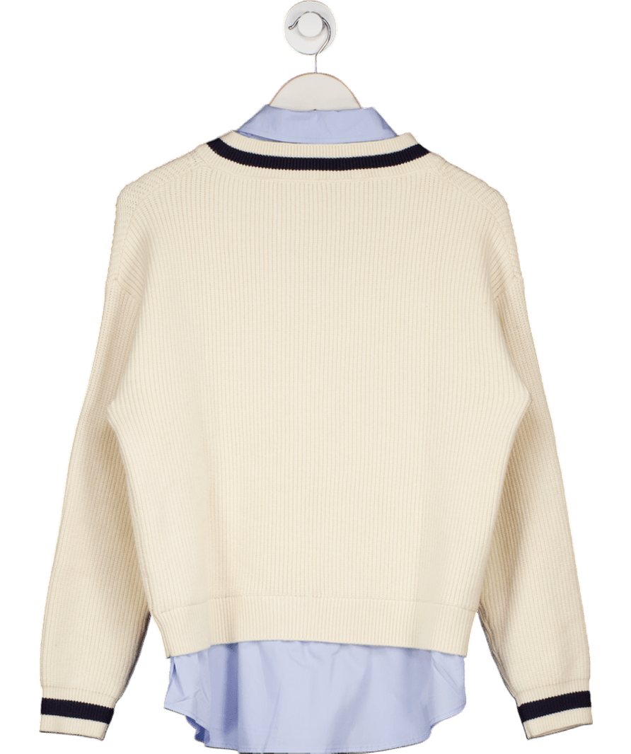 MANGO Cream Chiara Shirt Underlay Jumper UK S - Reliked