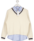 MANGO Cream Chiara Shirt Underlay Jumper UK S - Reliked
