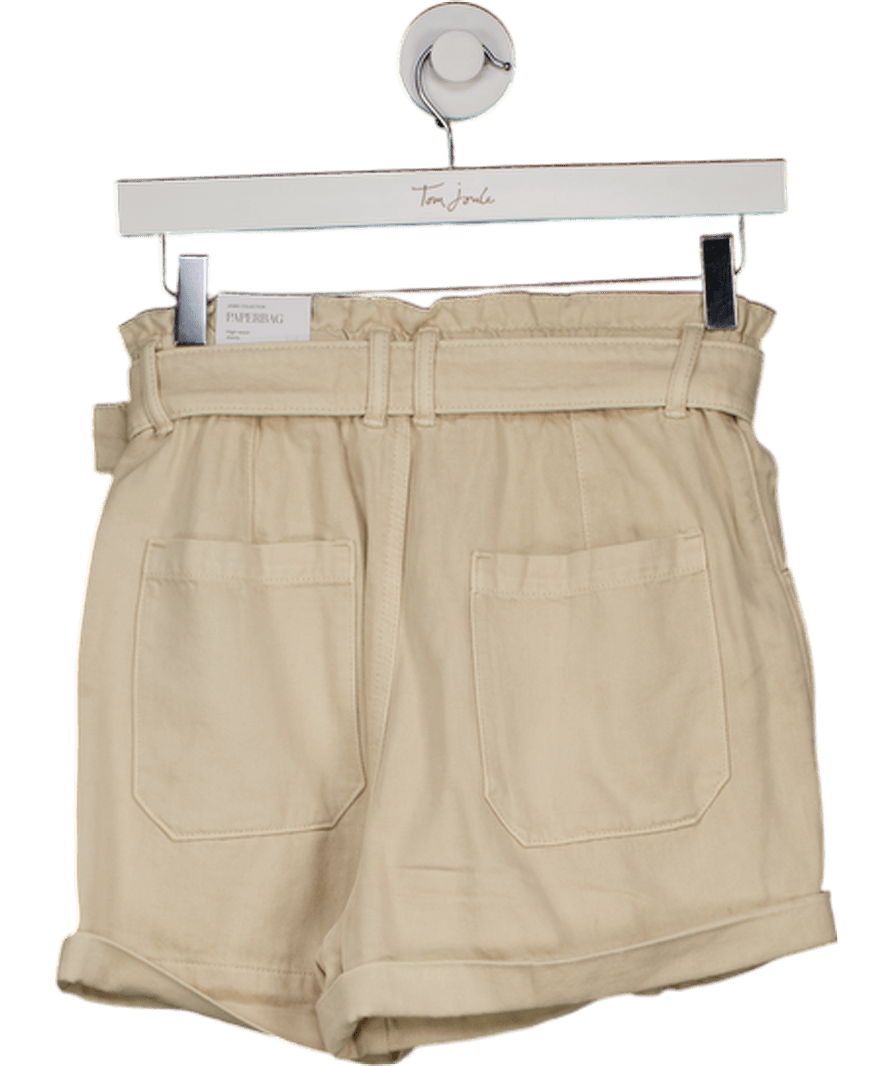 MANGO Cream Denim Shorts With Belt UK XS - Reliked