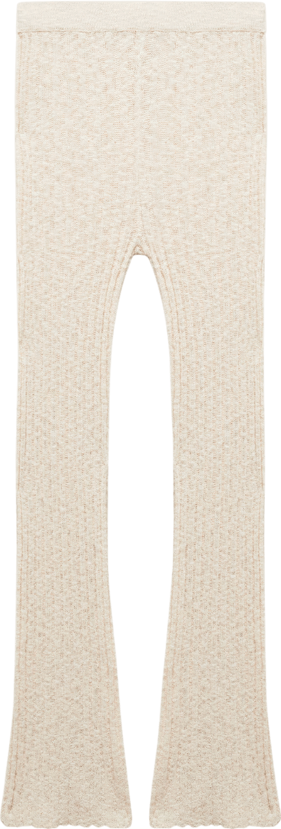 MANGO Cream Flared Ribbed Knitted Trousers UK XS - Reliked