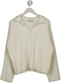 MANGO Cream Knitted Polo - neck Sweater UK L - Reliked