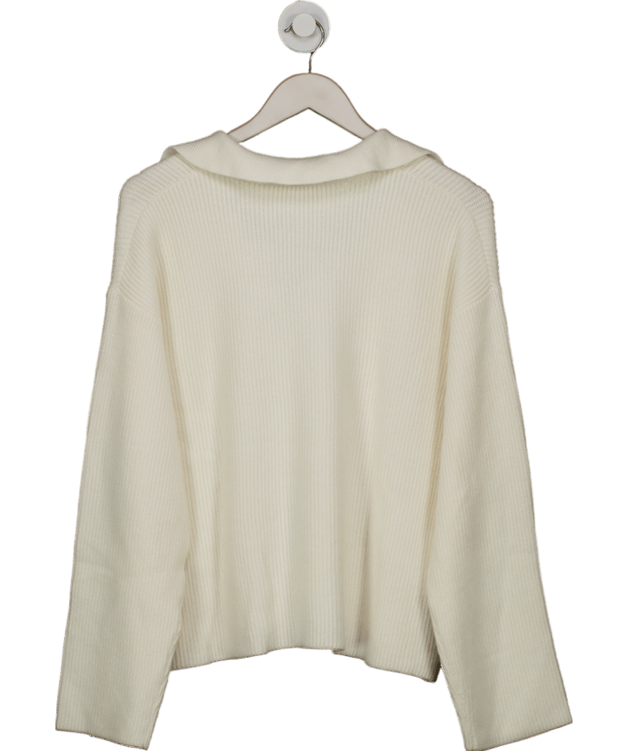 MANGO Cream Knitted Polo - neck Sweater UK L - Reliked