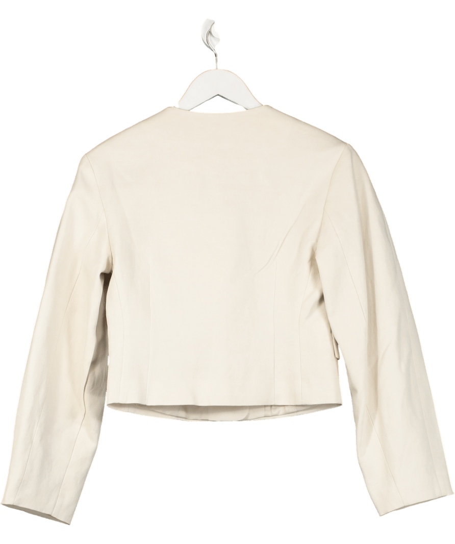 MANGO Cream Linen Blend Jacket UK XXS - Reliked