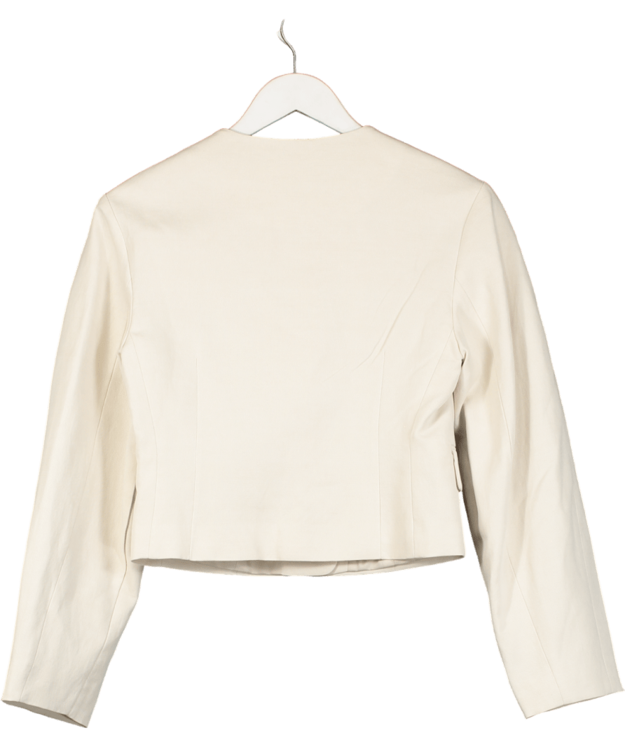 MANGO Cream Linen Blend Jacket UK XXS - Reliked