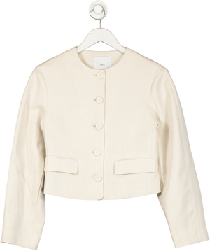 MANGO Cream Linen Blend Jacket UK XXS
