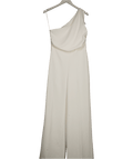 MANGO Cream Long Asymmetrical Draped Jumpsuit UK M - Reliked