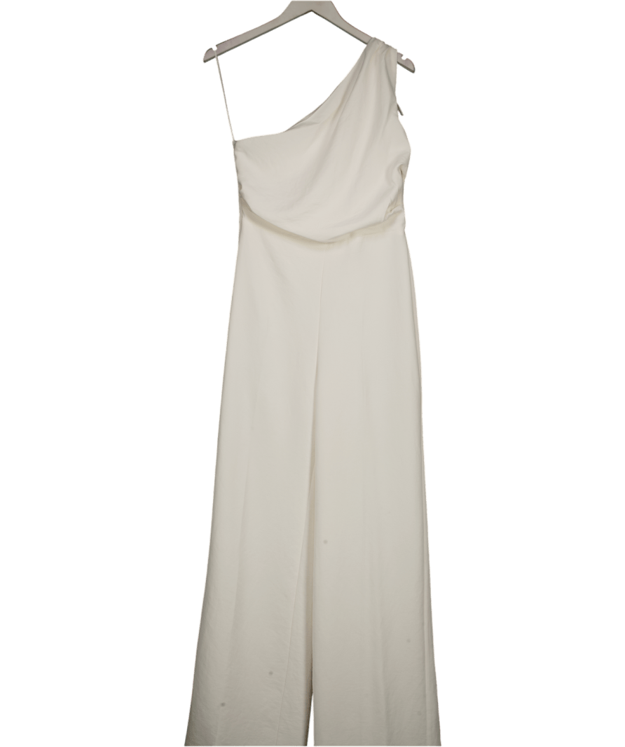 MANGO Cream Long Asymmetrical Draped Jumpsuit UK M - Reliked