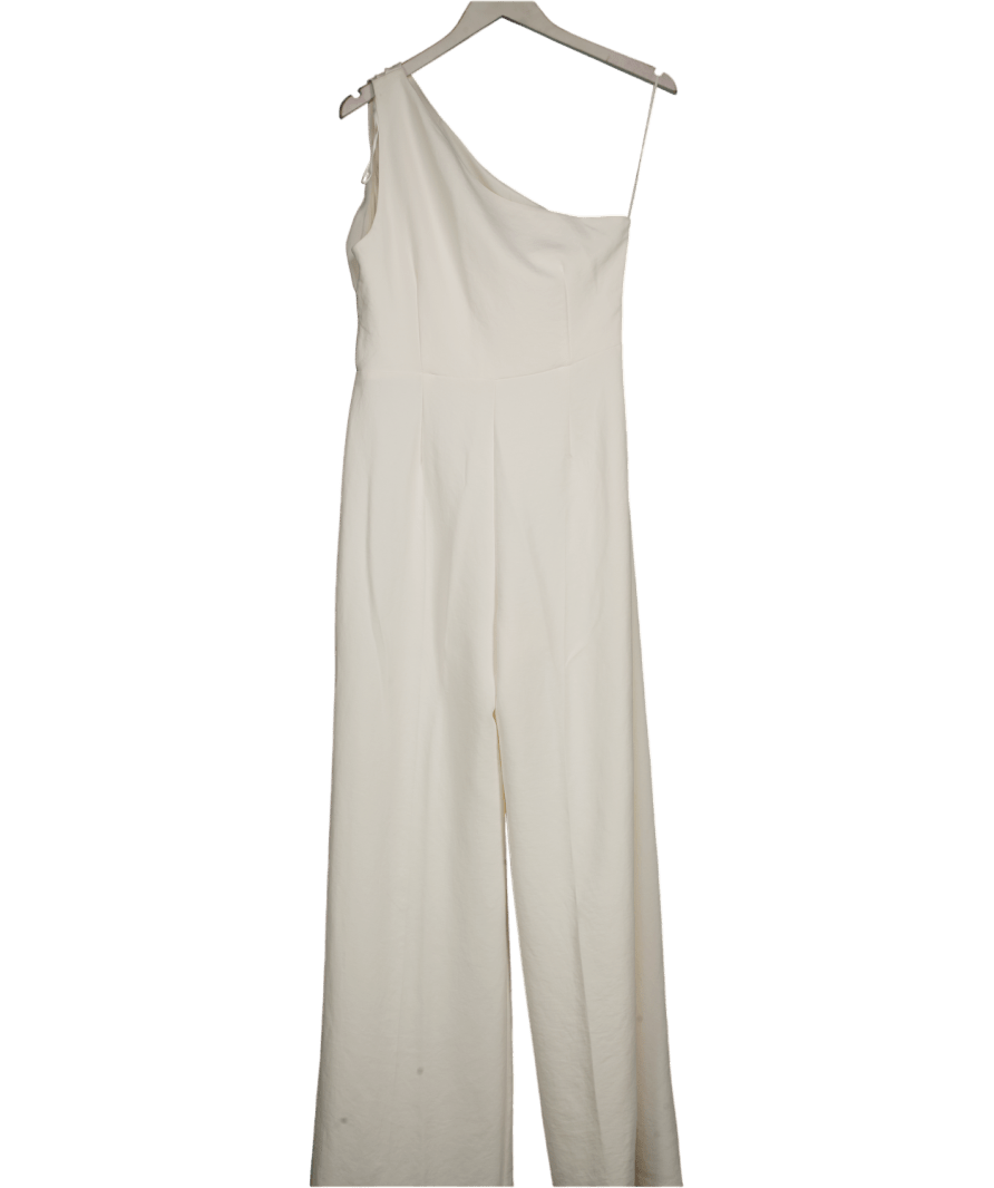 MANGO Cream Long Asymmetrical Draped Jumpsuit UK M - Reliked