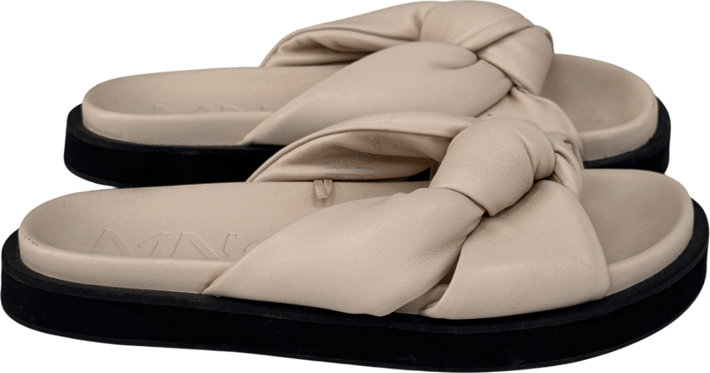 MANGO Cream Padded Knot Footbed Sandal UK 5 EU 38 👠 - Reliked