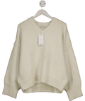 MANGO Cream Premium Selection V - neck Wool Sweater UK M - Reliked
