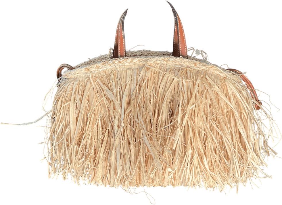 MANGO Cream Raffia Tassel Bag In Natural - Reliked