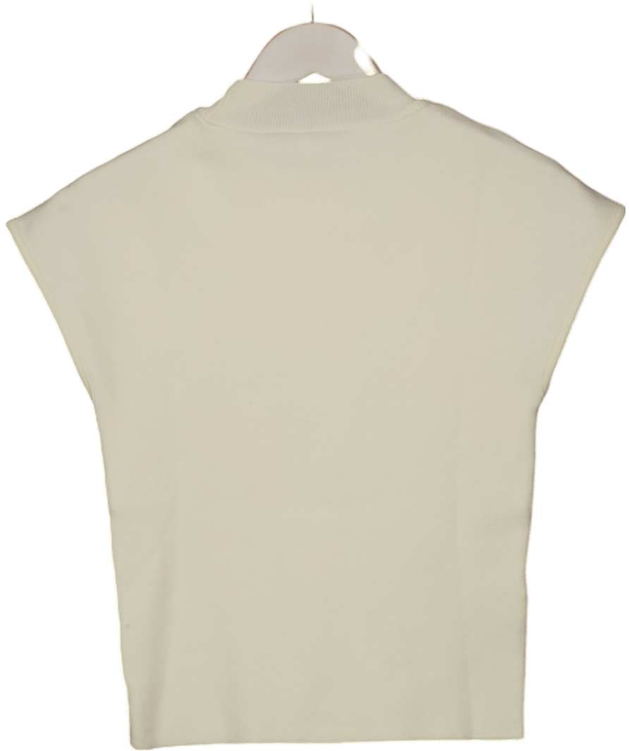 MANGO Cream Short - sleeved Fine - knit Sweater UK XS - Reliked