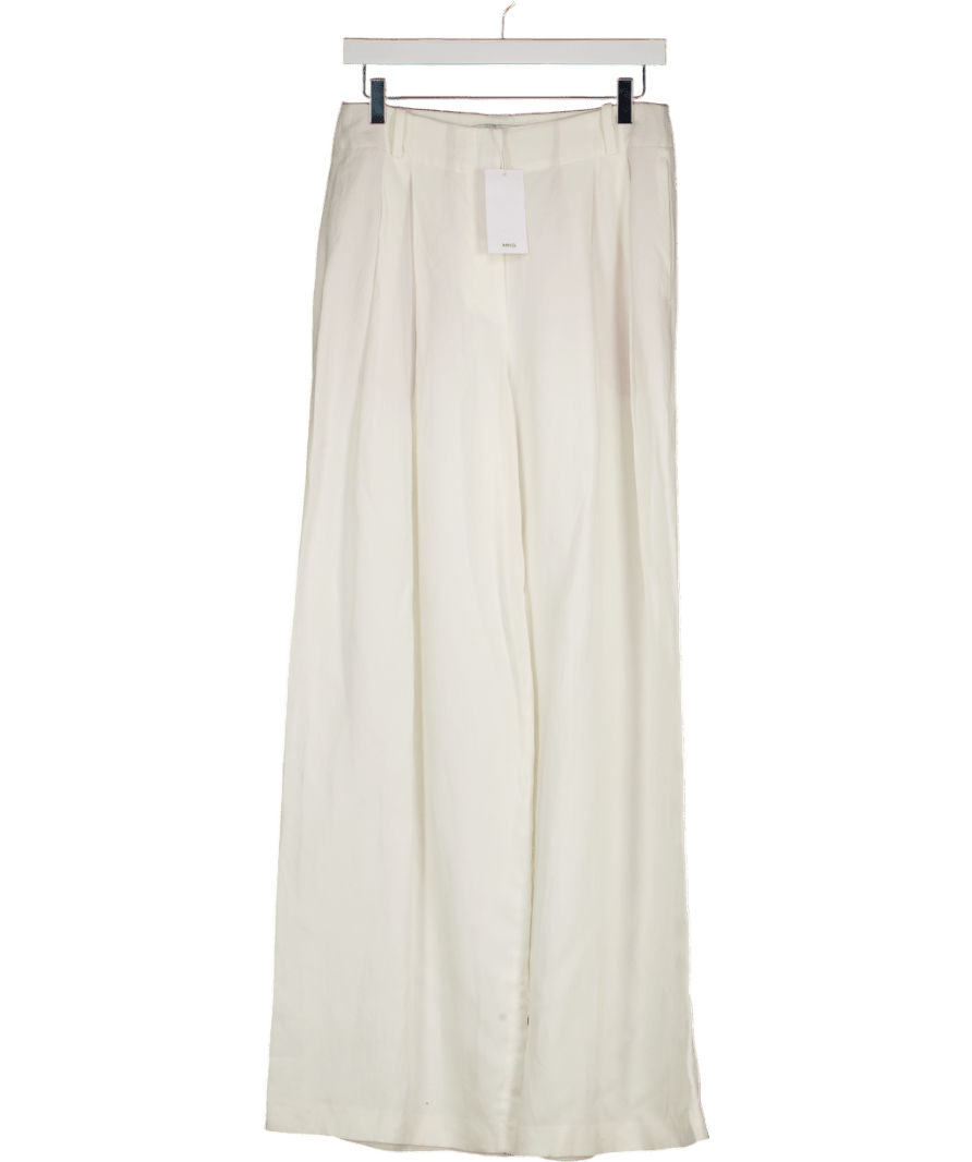 MANGO Cream Straight - fit Pleated Trousers UK 8 - Reliked