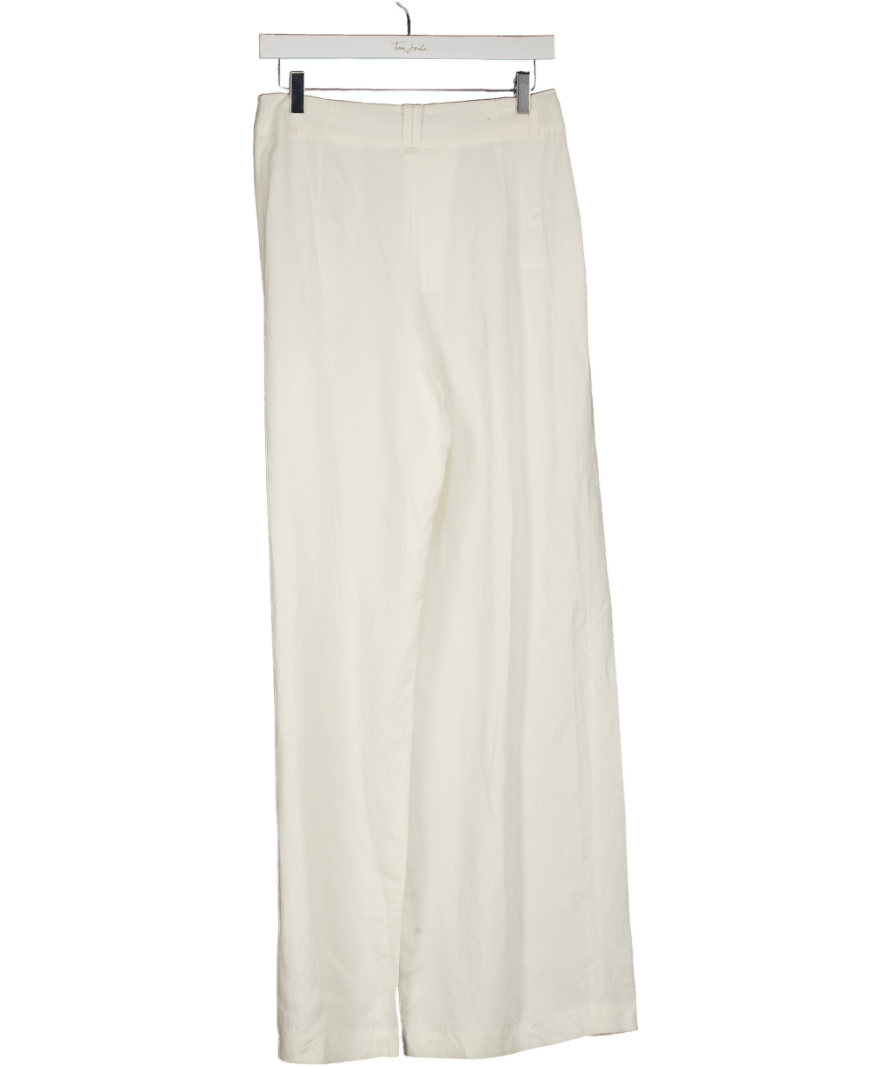 MANGO Cream Straight - fit Pleated Trousers UK 8 - Reliked
