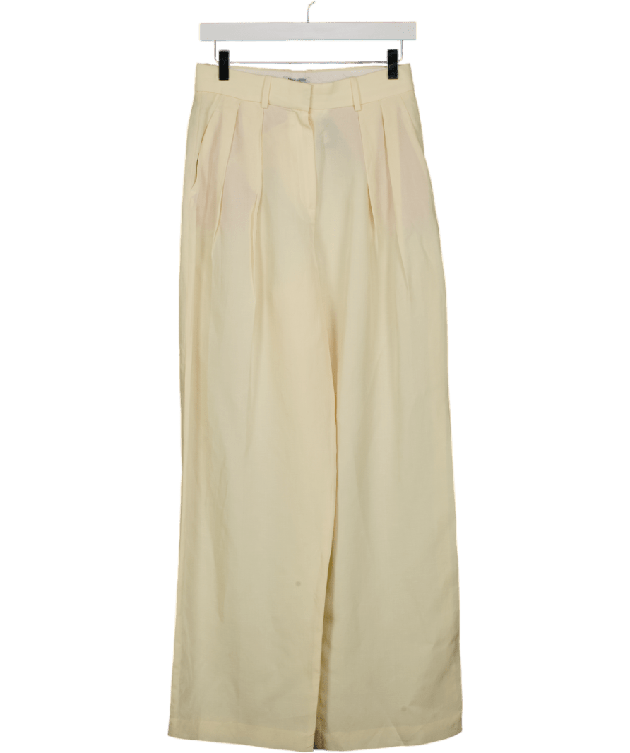 MANGO Cream Straight Mid - rise Suit Trousers UK 6 - Reliked