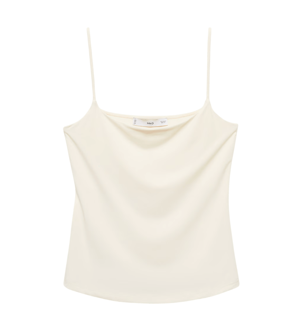 MANGO Cream Stretch Jersey Cami Top UK XS - Reliked