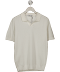 MANGO Cream Structured Cotton Knitted Polo Shirt UK M - Reliked
