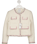 MANGO Cream Tweed Jacket With Contrasting Trims UK S - Reliked