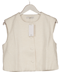 MANGO Cream Tweed Waistcoat With Buttons UK M - Reliked